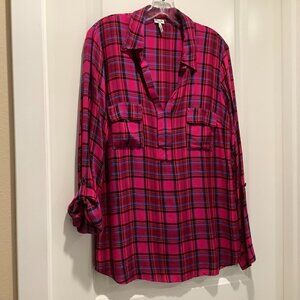 Splendid Tunic Top, pink & black, size medium